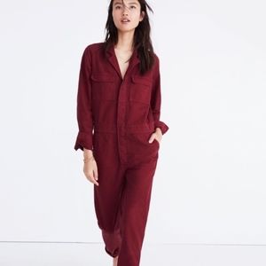 Madewell Coverall Jumpsuit Burgundy X-Small